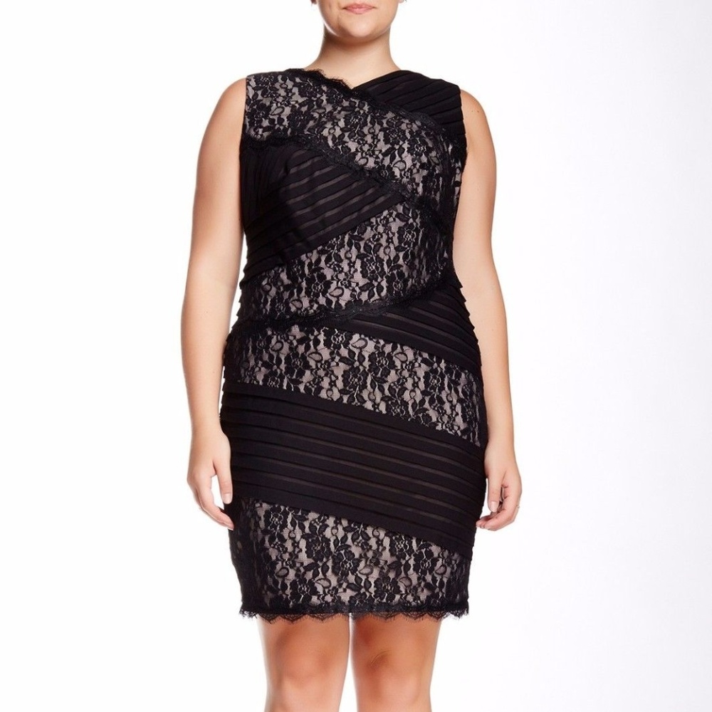 JAX Lace Trim Sleeveless Cocktail Dress LBD 14W